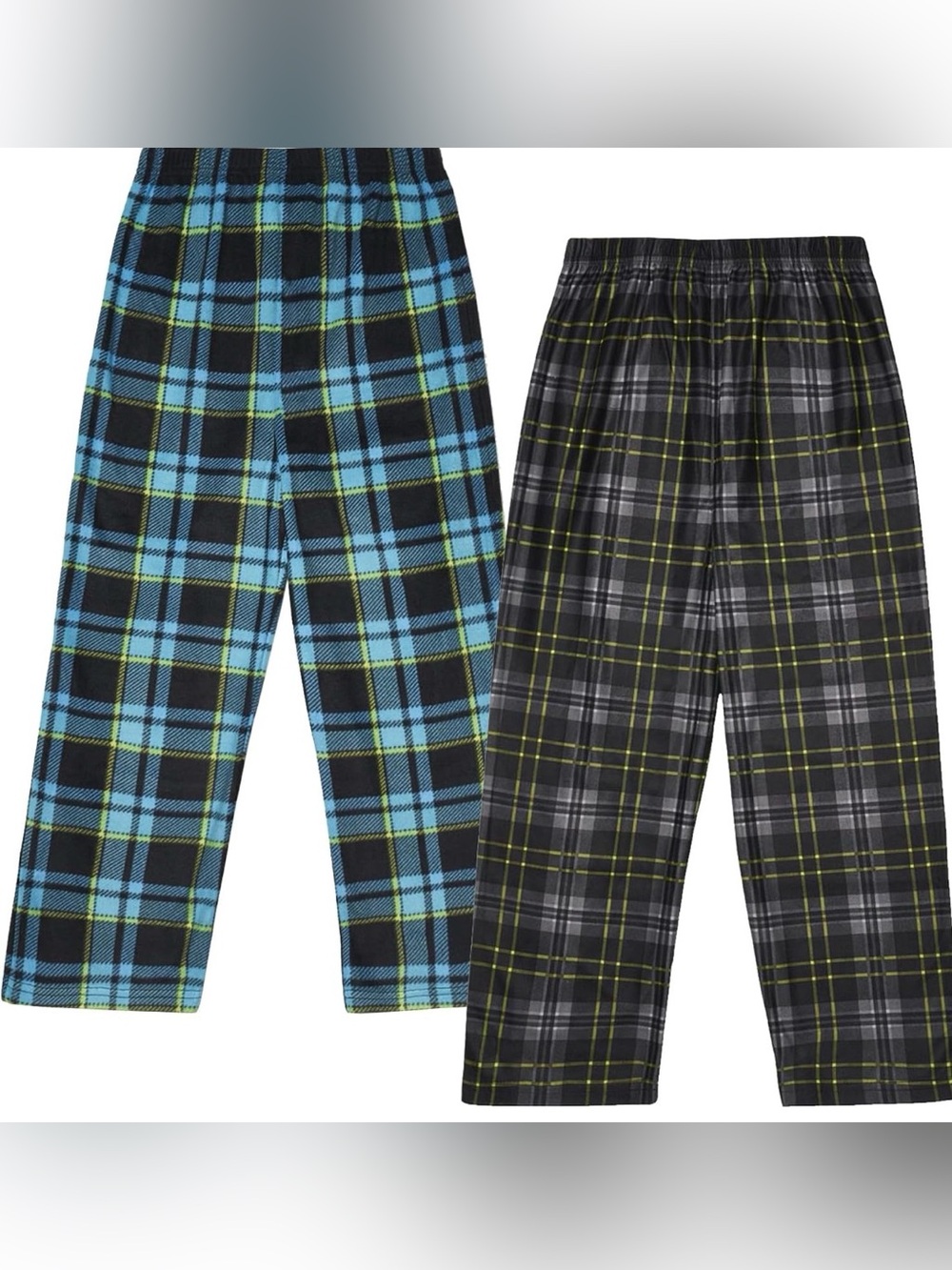Kids Boys Black Plaid Fleece Pajama Bottoms Size Large 7/8